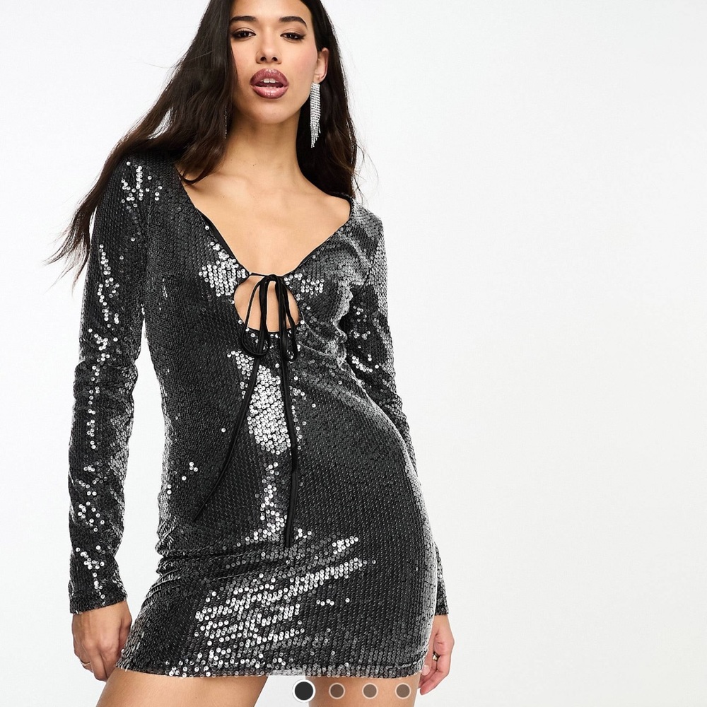 Kyo The Brand Sequin Keyhole Detail with Tie Mini Dress